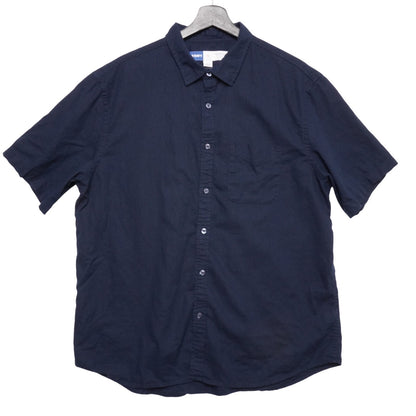 Old Navy Linen Blend Shirt Mens XL Navy Short Sleeve Button Up Casual Summer