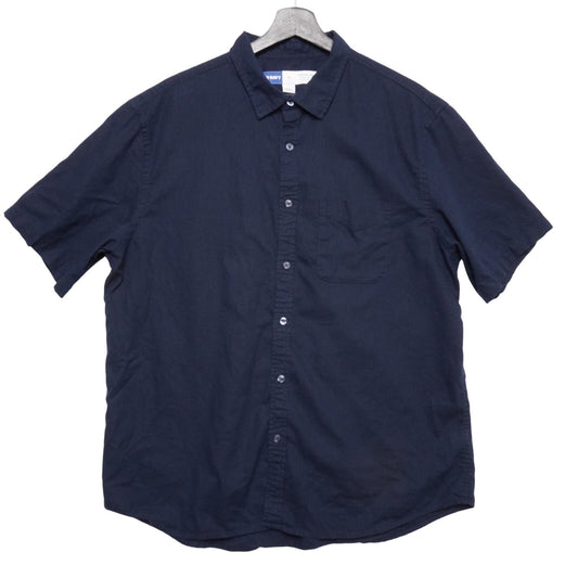 Old Navy Linen Blend Shirt Mens XL Navy Short Sleeve Button Up Casual Summer