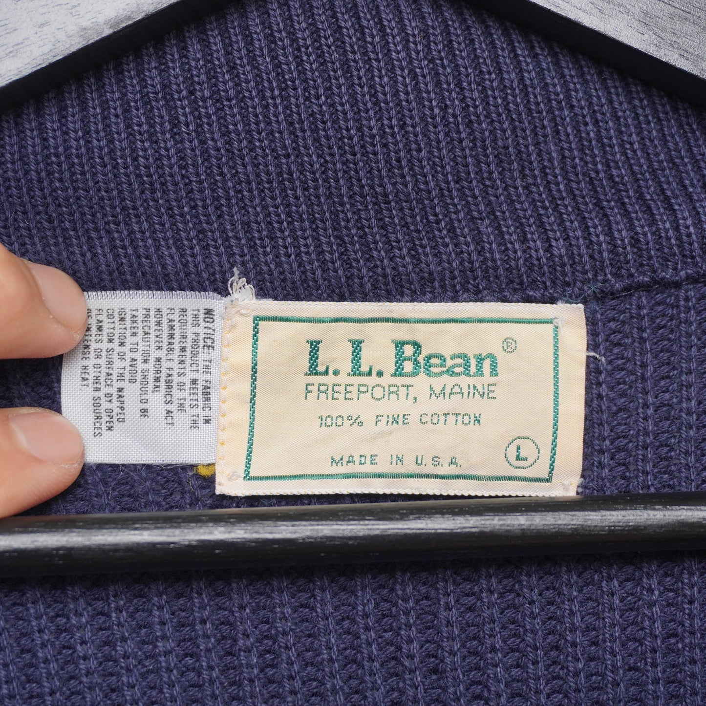 L.L. Bean USA Navy Cotton Full-Zip Sweater Jacket Men’s L