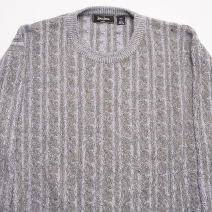 Vintage Neiman Marcus 100% Cashmere Cable Knit Sweater Blue Gray Men's XXL