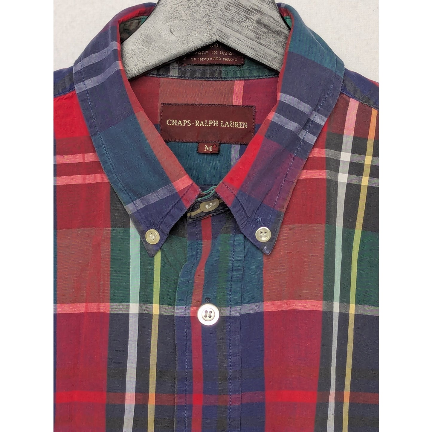 Vintage Chaps Ralph Lauren Plaid Shirt – Made in USA – Size M – 100% Cotton