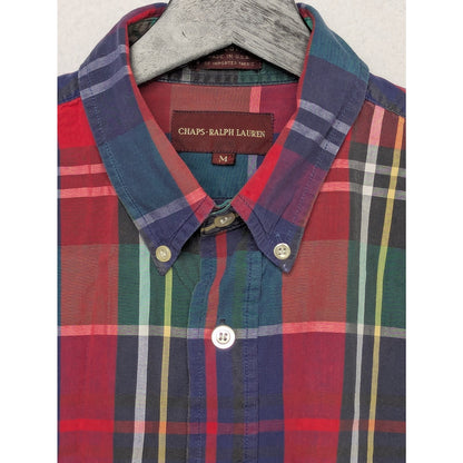 Vintage Chaps Ralph Lauren Plaid Shirt – Made in USA – Size M – 100% Cotton