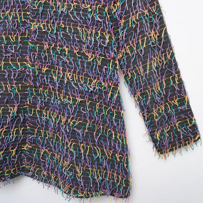 Car Pool Couture Multi Color Fringe Jacket 100% Cotton M