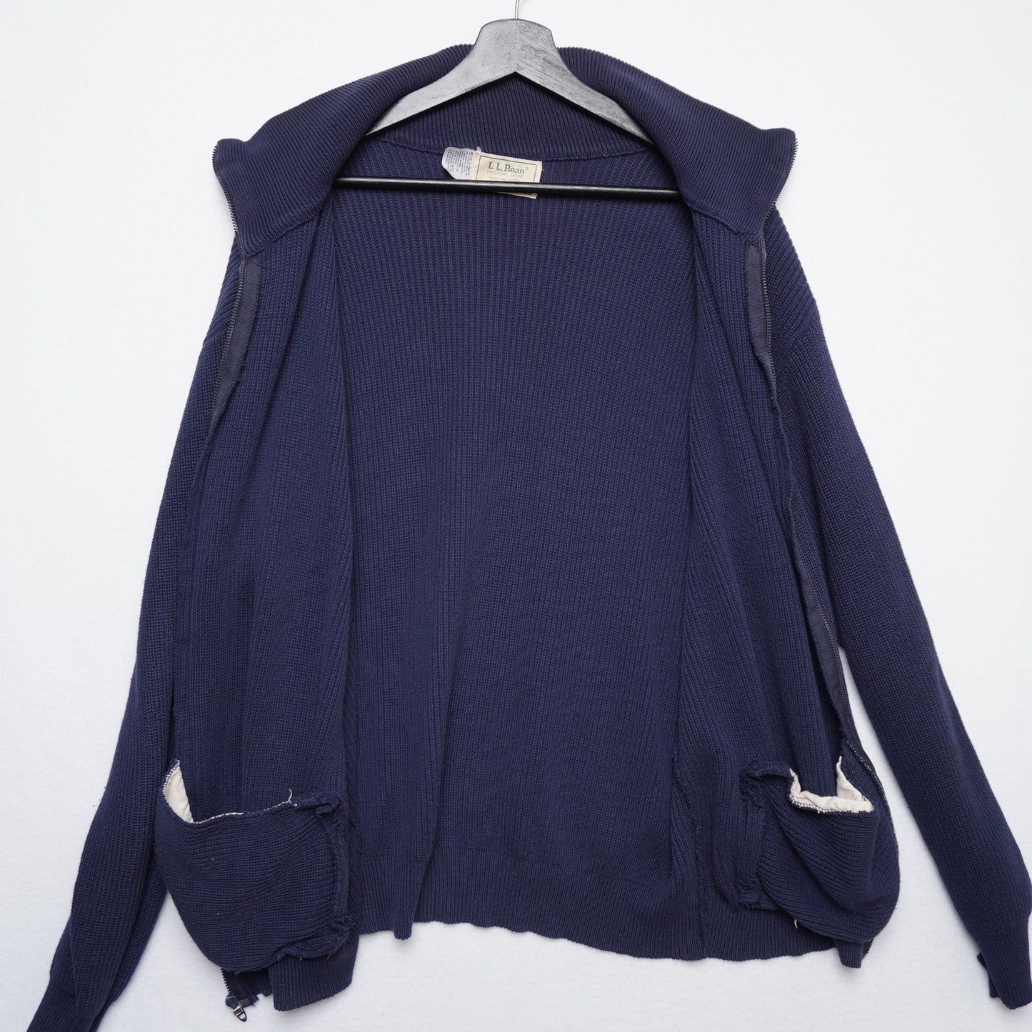 L.L. Bean USA Navy Cotton Full-Zip Sweater Jacket Men’s L