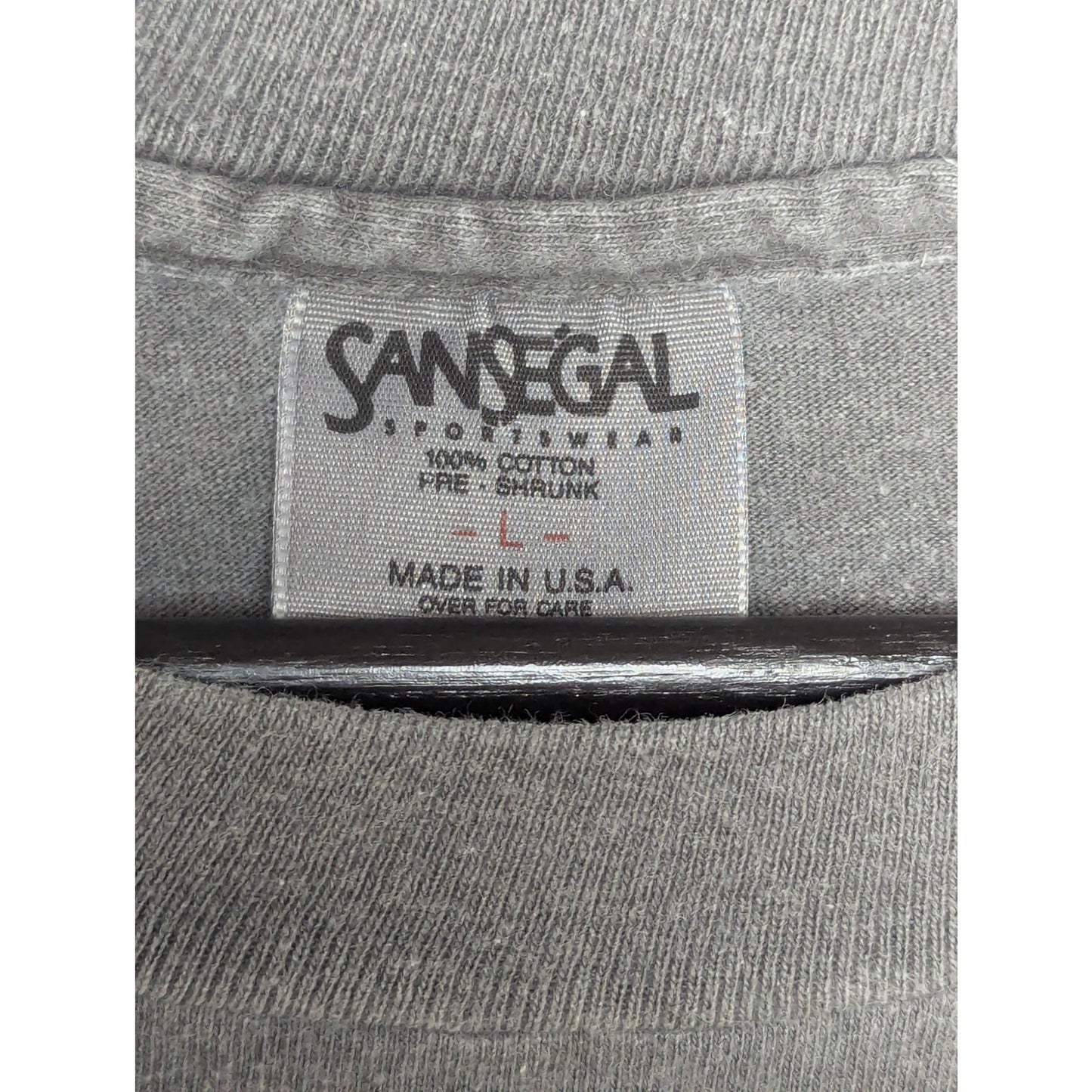VTG Sansegal Maui Hawaii Gray Single Stitch T-Shirt Size L Shark Embroidery