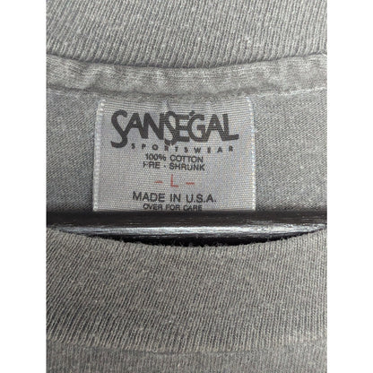 VTG Sansegal Maui Hawaii Gray Single Stitch T-Shirt Size L Shark Embroidery