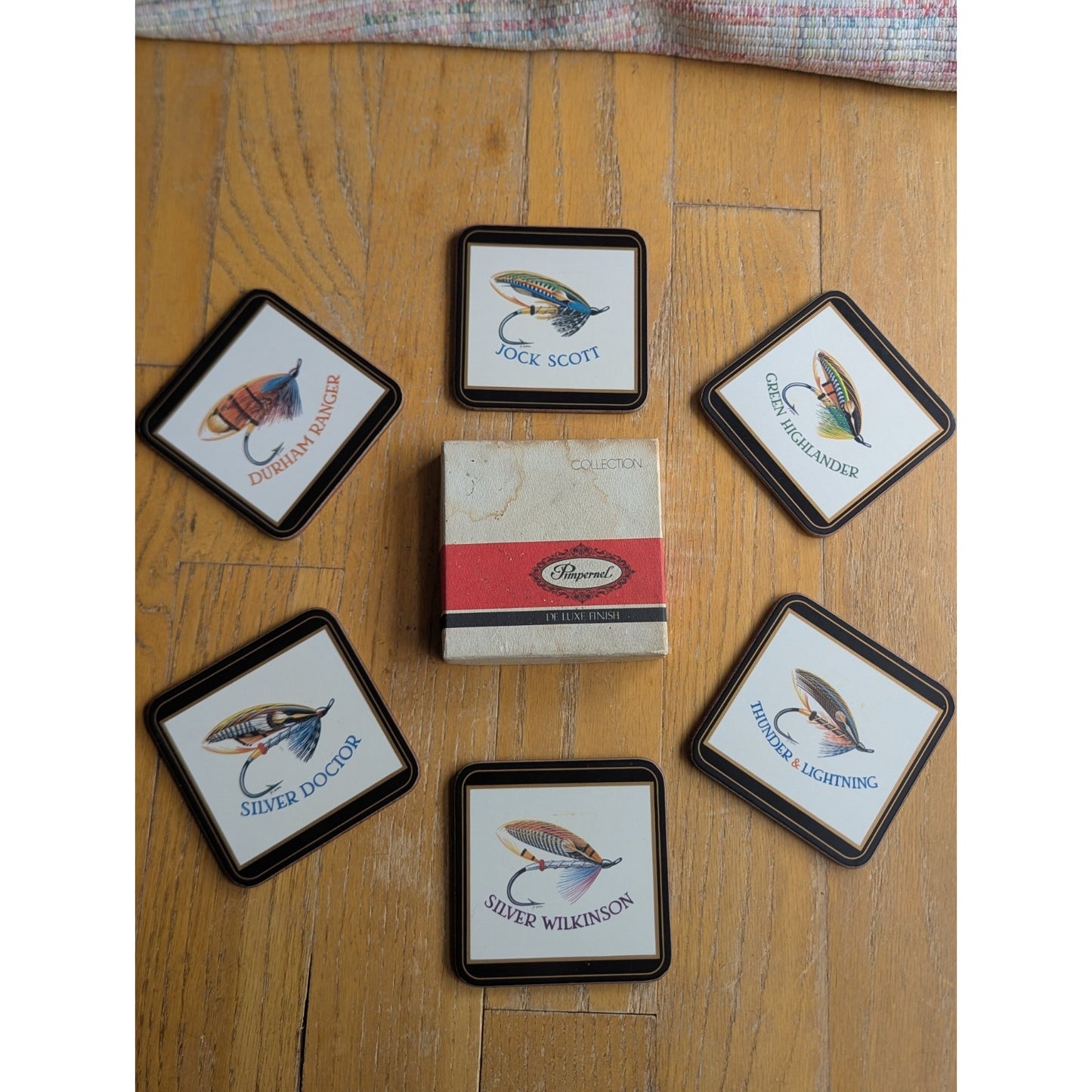 Vintage Pimpernel Coasters Salmon Flies by Gunnar Johnson - Set of 6