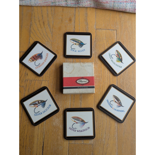 Vintage Pimpernel Coasters Salmon Flies by Gunnar Johnson - Set of 6