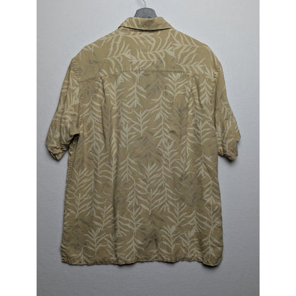 Alfani Tan 100% Silk Shirt Men's L -  Abstract Floral Print Size L Camp Collar