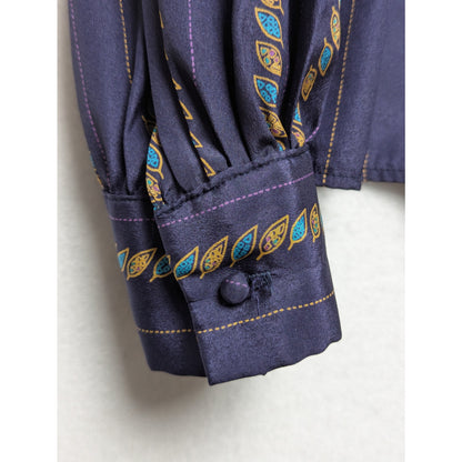 Alexandria VTG Purple Graphic Print Striped Blouse Size 8