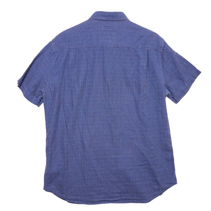 Rails Shirt Mens L Diamond Batik Short Sleeve Button Up Cotton Blue Marine