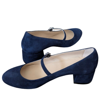 Stuart Weitzman Gabby 45 Maryjane Pumps 6.5 Navy Suede