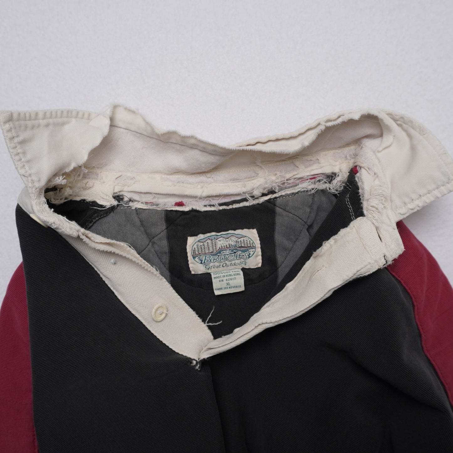 Vintage Britches Great Outdoors Rugby Shirt Patch Striped Grunge Distressed