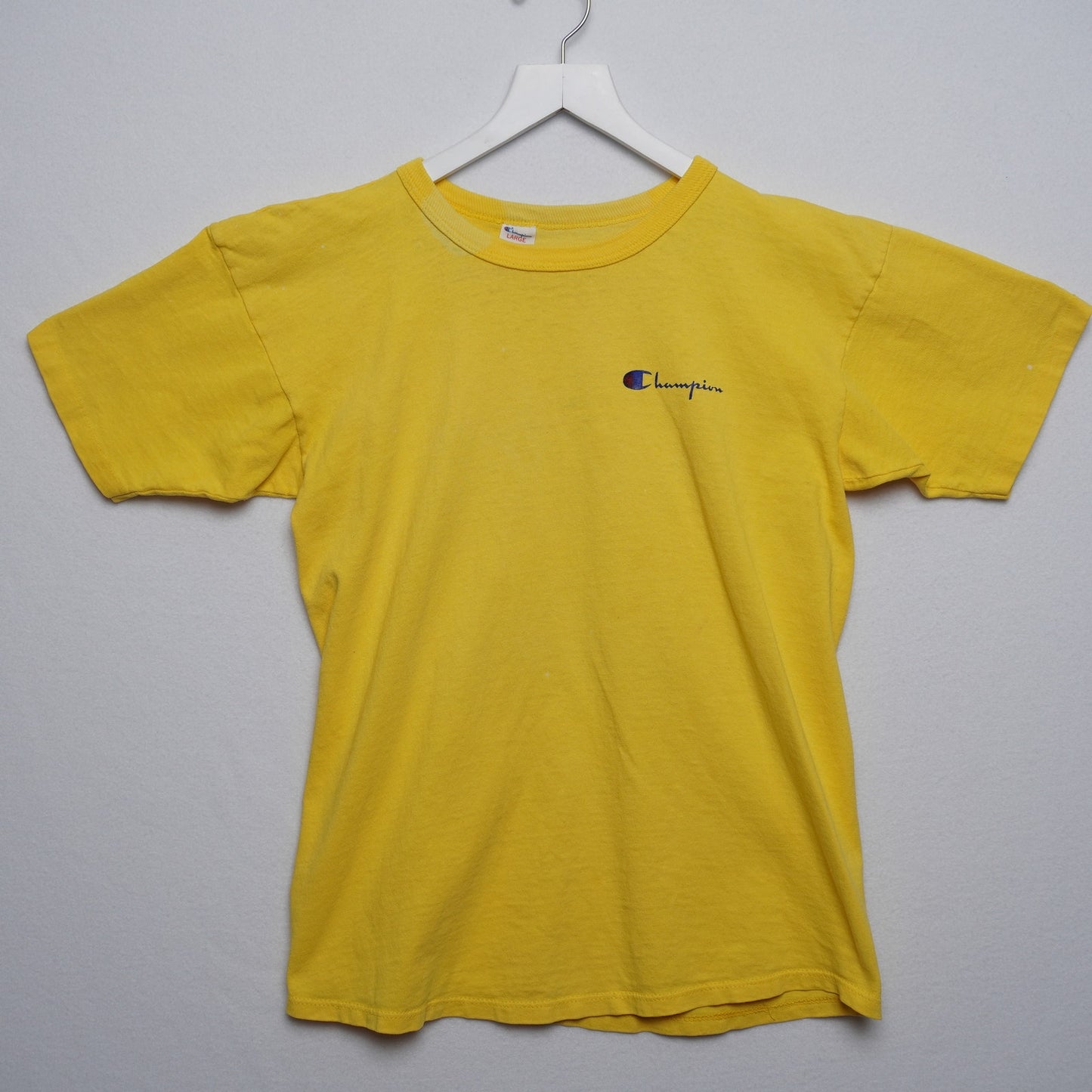 Vintage Yellow Champion Crewneck T-shirt Size L
