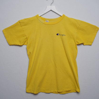 Vintage Yellow Champion Crewneck T-shirt Size L