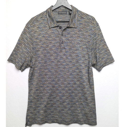 Jhane Barnes Men's Silk Polo Shirt Size Large Multicolor Geometric Pattern