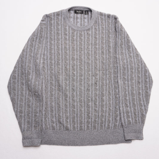 Vintage Neiman Marcus 100% Cashmere Cable Knit Sweater Blue Gray Men's XXL