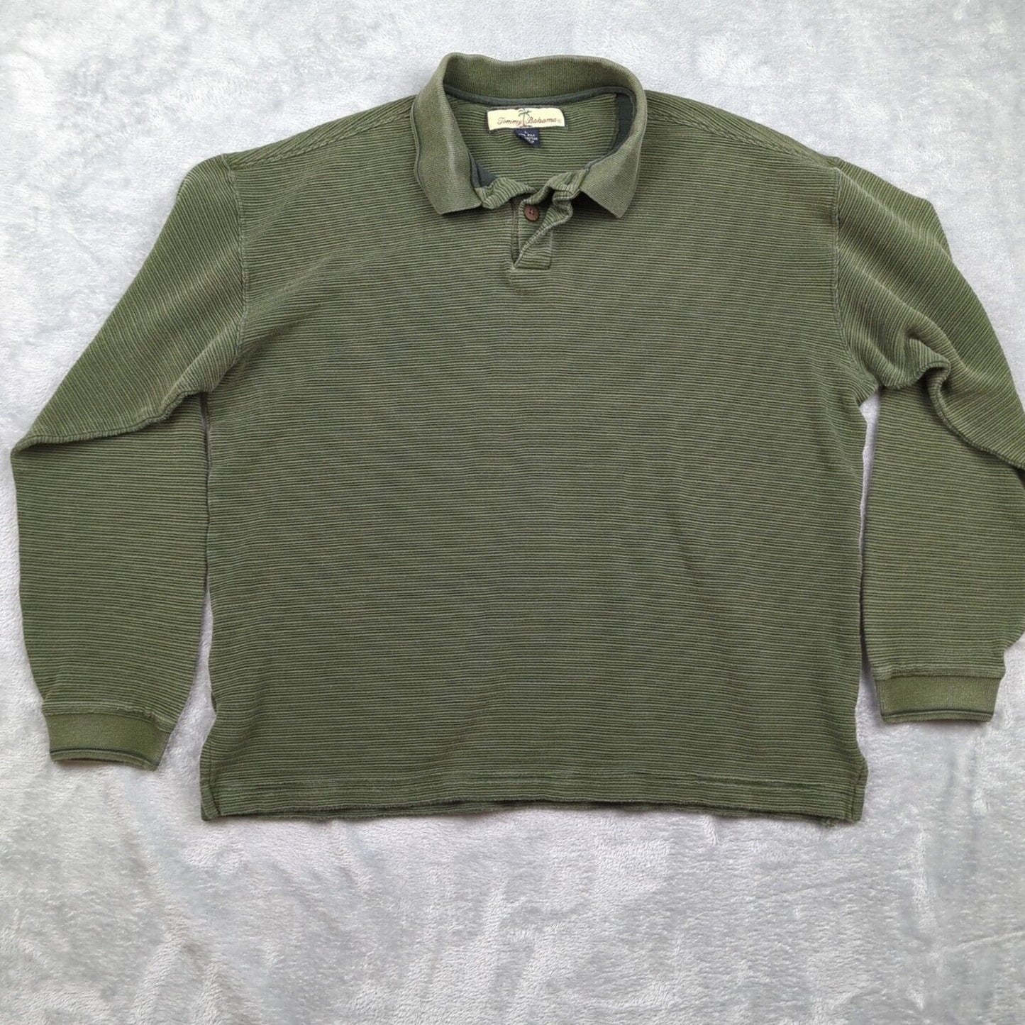 Men's Tommy Bahama Green Silk Blend Collared Casual Pullover Shirt L