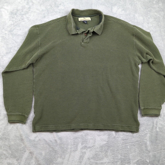 Men's Tommy Bahama Green Silk Blend Collared Casual Pullover Shirt L