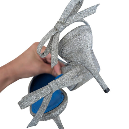 Balenciaga Glitter Knife Heels Slingback Bow 37
