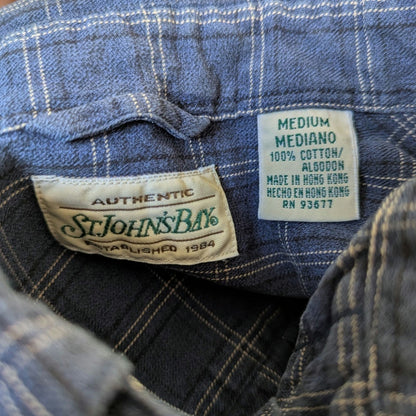 St Johns Bay Plaid Check Flannel Casual Button Down M