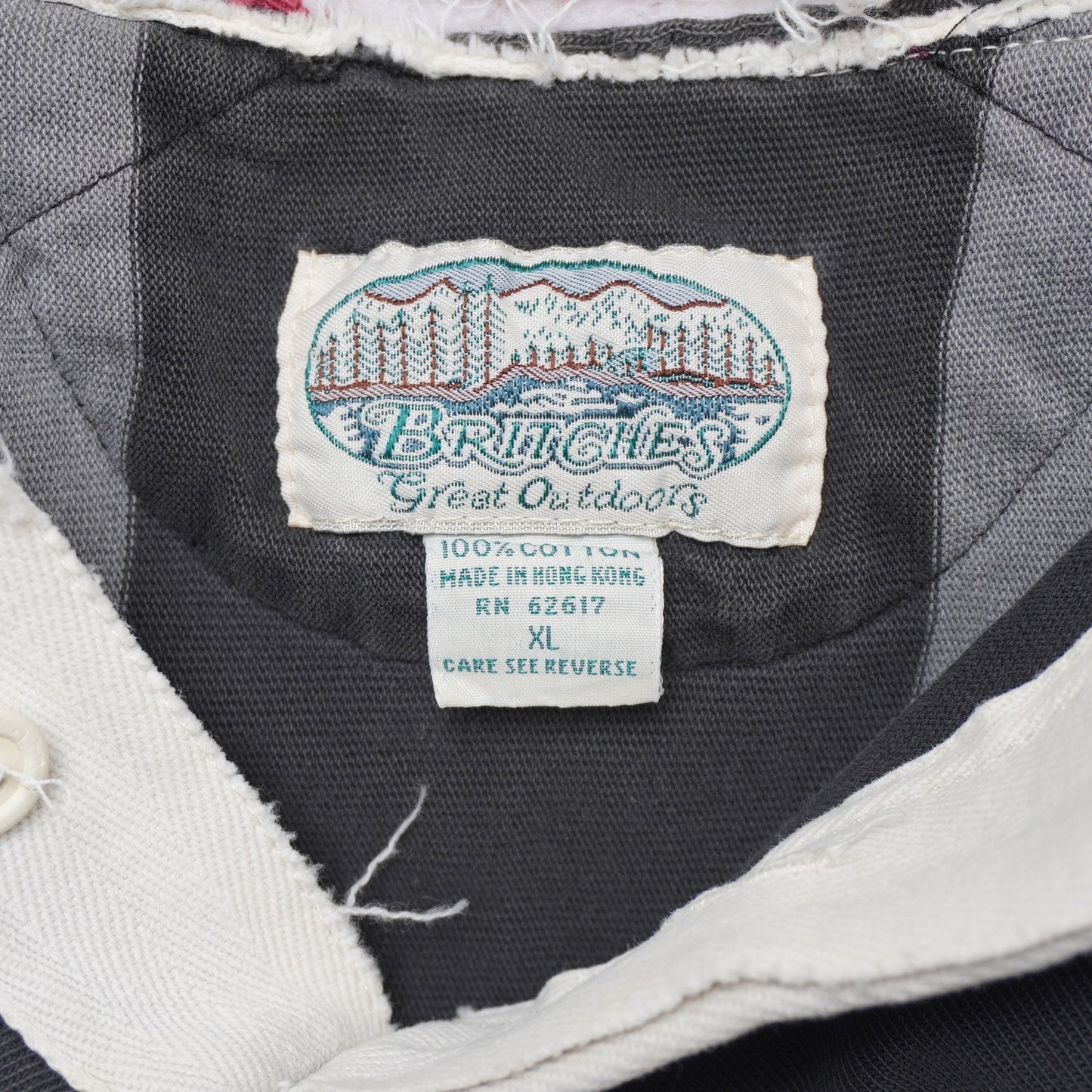 Vintage Britches Great Outdoors Rugby Shirt Patch Striped Grunge Distressed