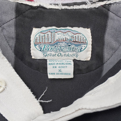 Vintage Britches Great Outdoors Rugby Shirt Patch Striped Grunge Distressed