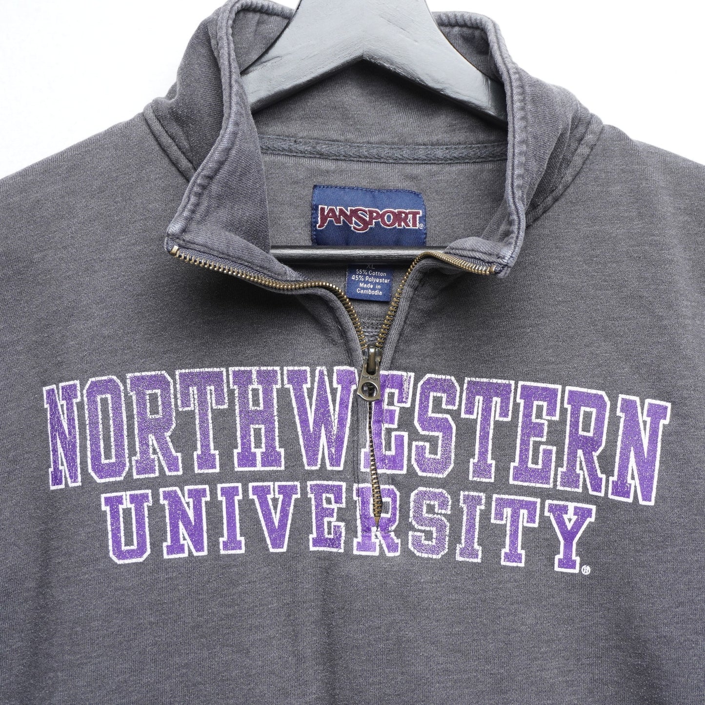 Jansport Northwestern University Quarter Zip Sweatshirt | XL Gray Collegiate Pullover