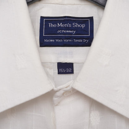 Vintage The Men’s Shop JCPenney White Textured Dobby Pattern Long Sleeve Shirt