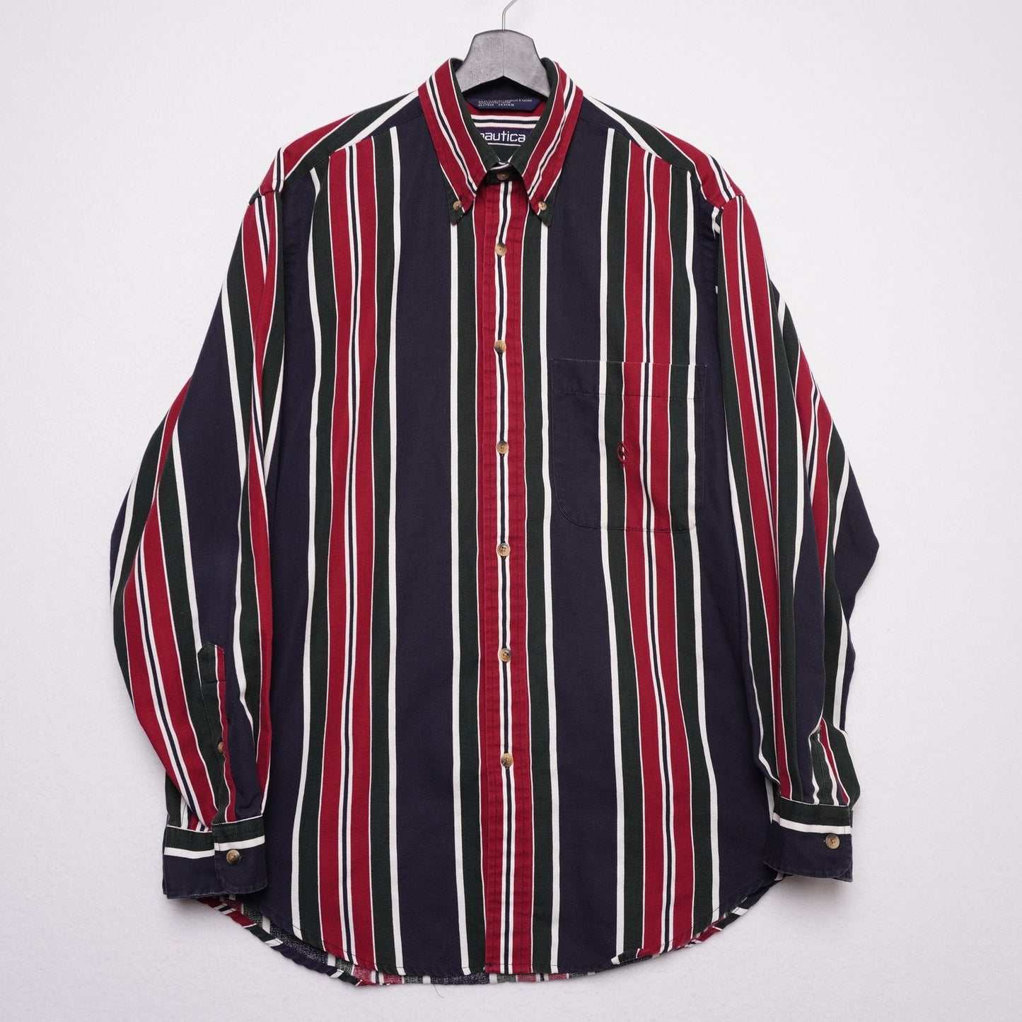 Vintage Nautica Striped Shirt Vertical Stripe 90s Button Down M