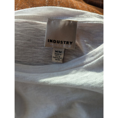Industry White 100% Pima Cottton Ruffle Sleeve Top Women's Size M