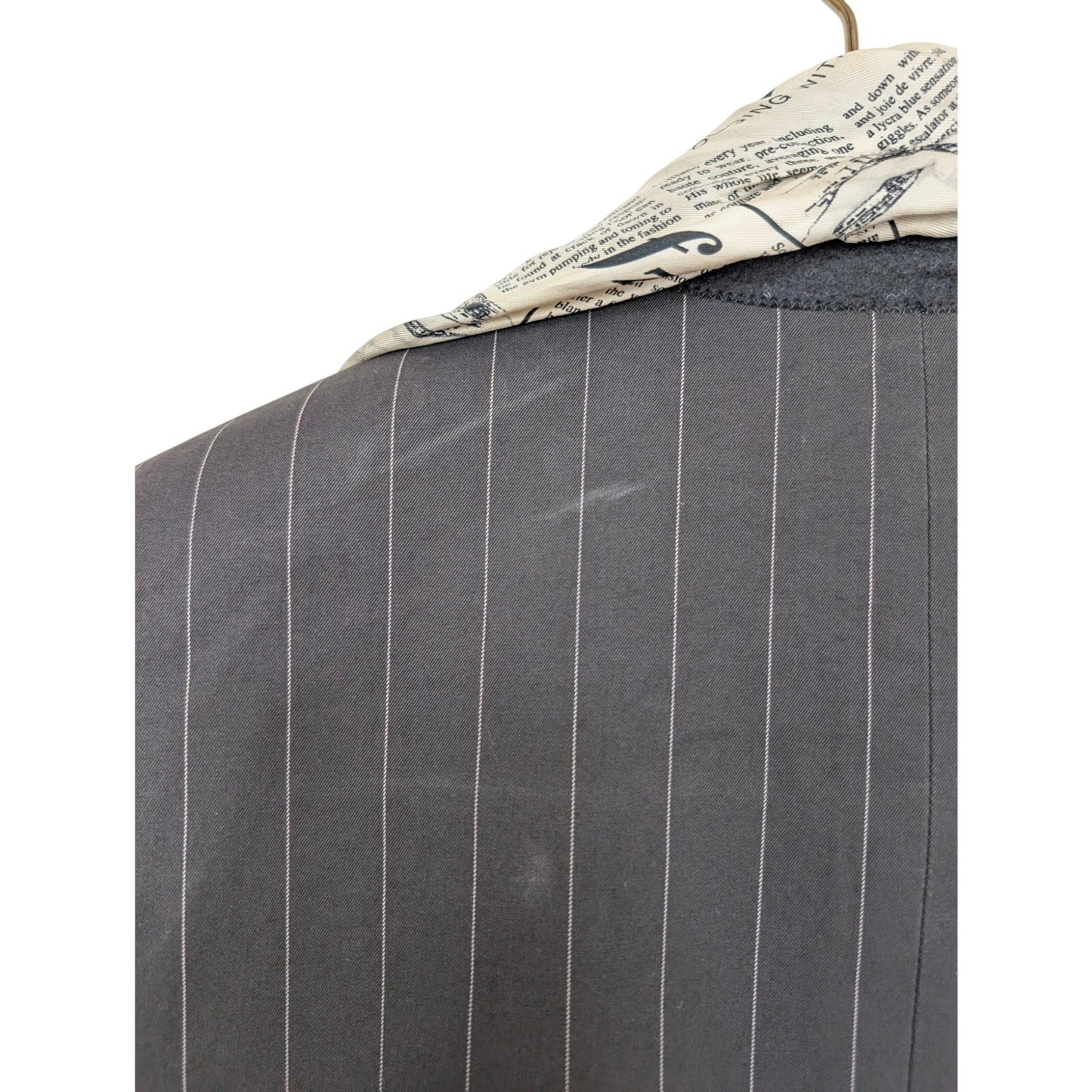 John Galliano SS2006 Pinstripe Newspaper Print Classic Scarf Cotton Blazer EU48