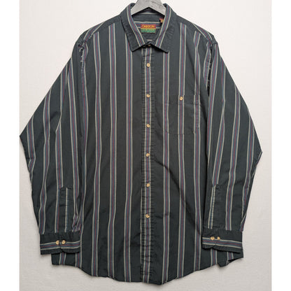 Vintage Oakton Limited Green Striped Long Sleeve Shirt XL Tall