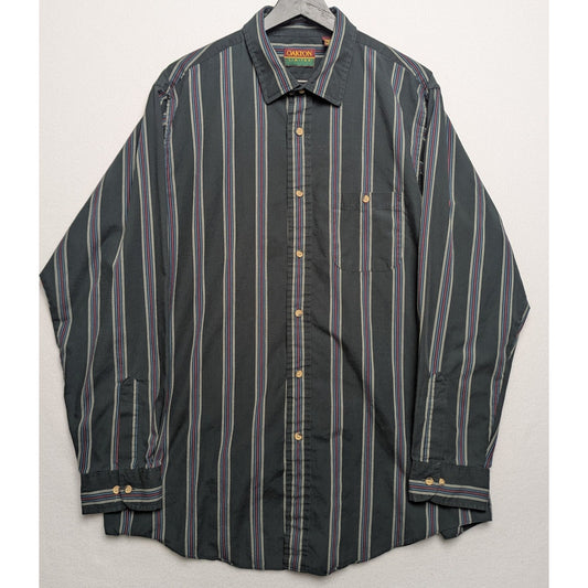 Vintage Oakton Limited Green Striped Long Sleeve Shirt XL Tall