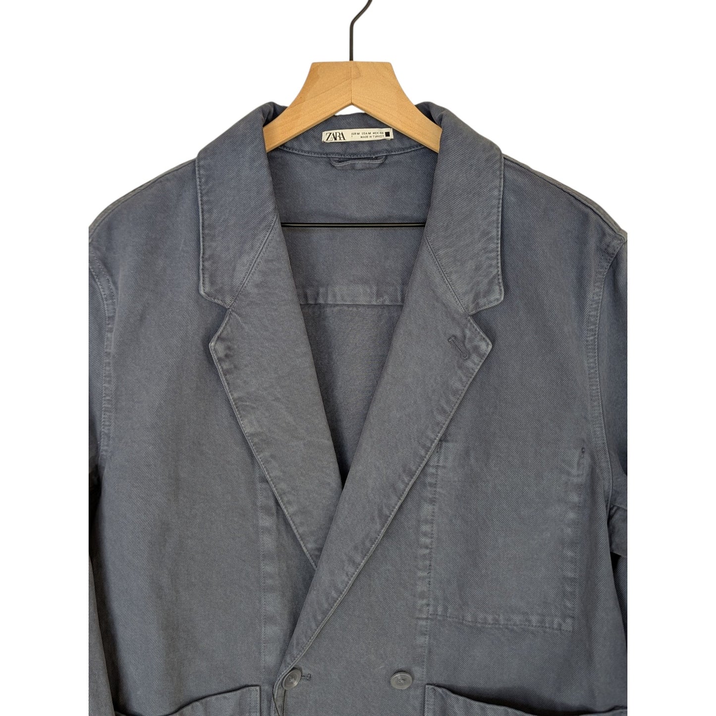 ZARA NWOT Men's Blue Cotton Sport Coat Boxy Shape Slouch Fit Size Medium