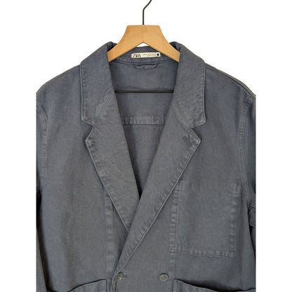 ZARA NWOT Men's Blue Cotton Sport Coat Boxy Shape Slouch Fit Size Medium