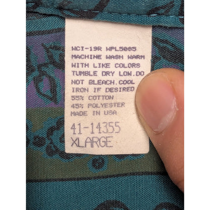 Vintage Oakton Limited Green Floral Long Sleeve Casual Shirt XL