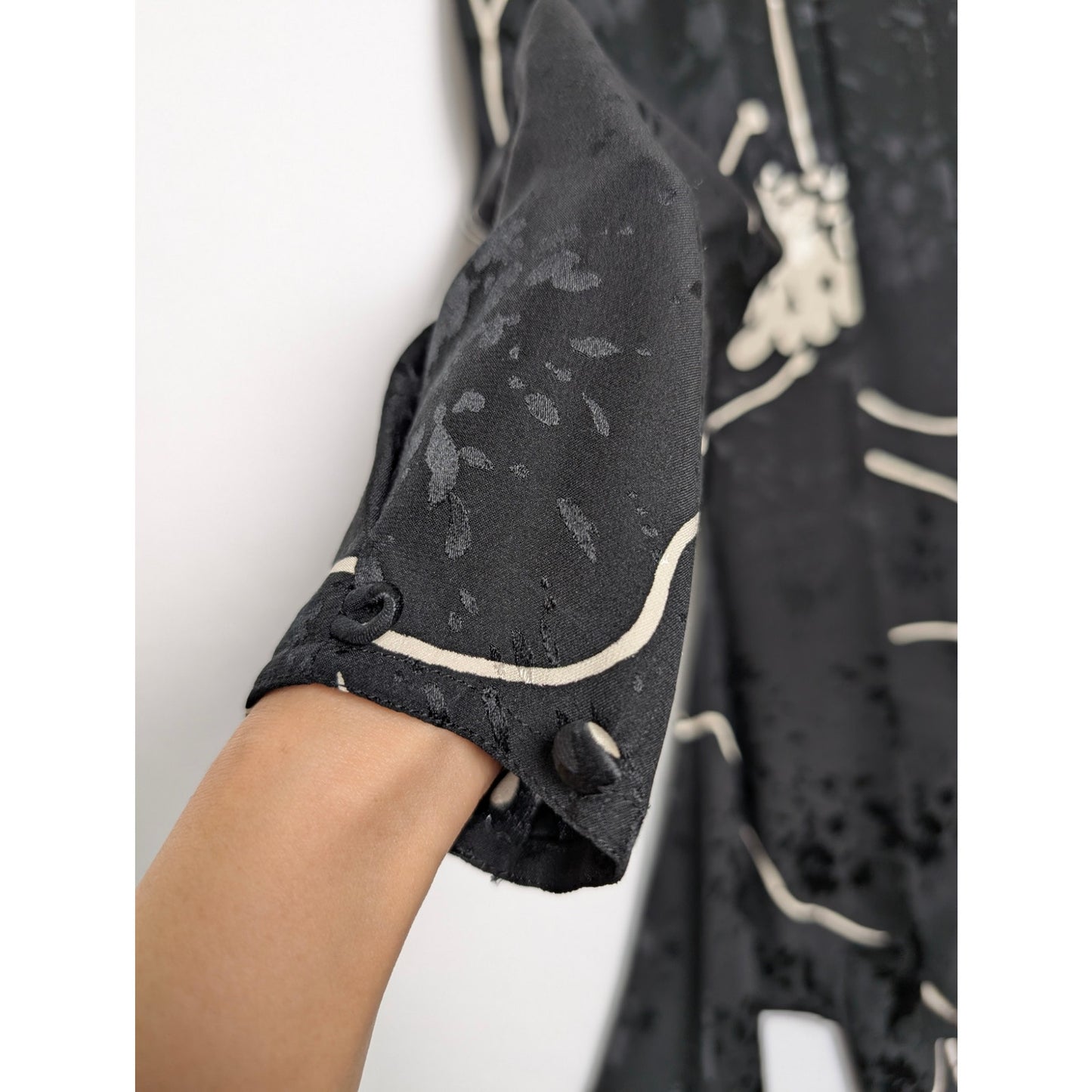 Vintage Saint Romei Black Hibiscus Print 100% Silk Dress 6