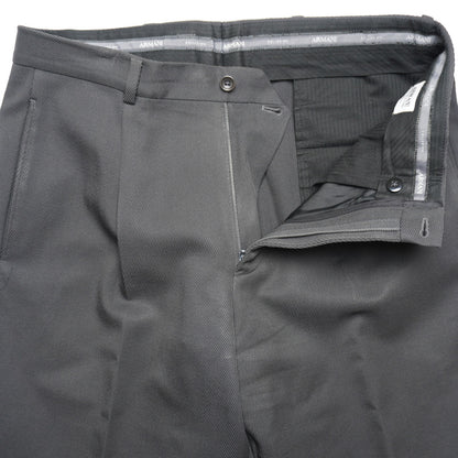 Armani Collezioni Dark Gray Wide Leg Wool Trousers