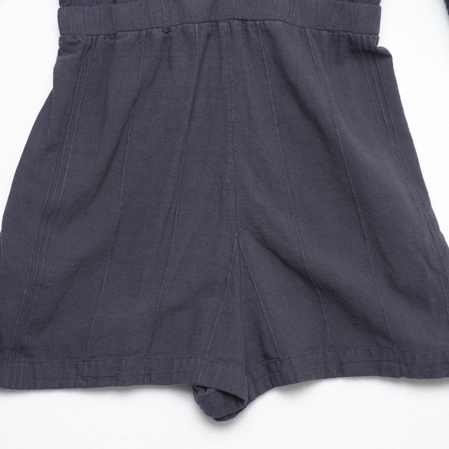 Free People Black Cotton Romper – Size S – Boho Knot Front Jumpsuit with Balloon Sleeves
