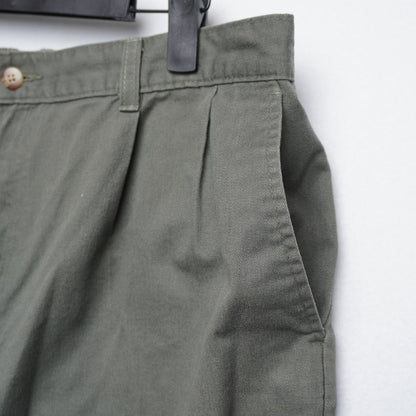 Vintage Bay to Bay Green Cotton Shorts Elastic Waist Pleated Waist 38
