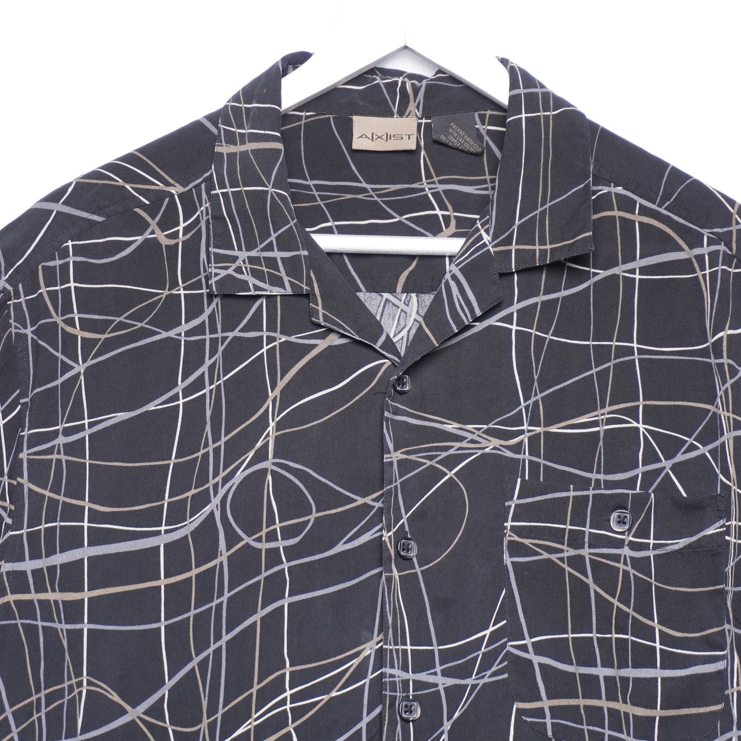 Men's Axist Abstract Print Silk Top M