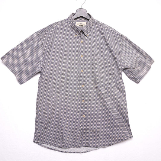 Natural Issue Men’s Short Sleeve Button Up Shirt Geometric Print 100% Cotton M