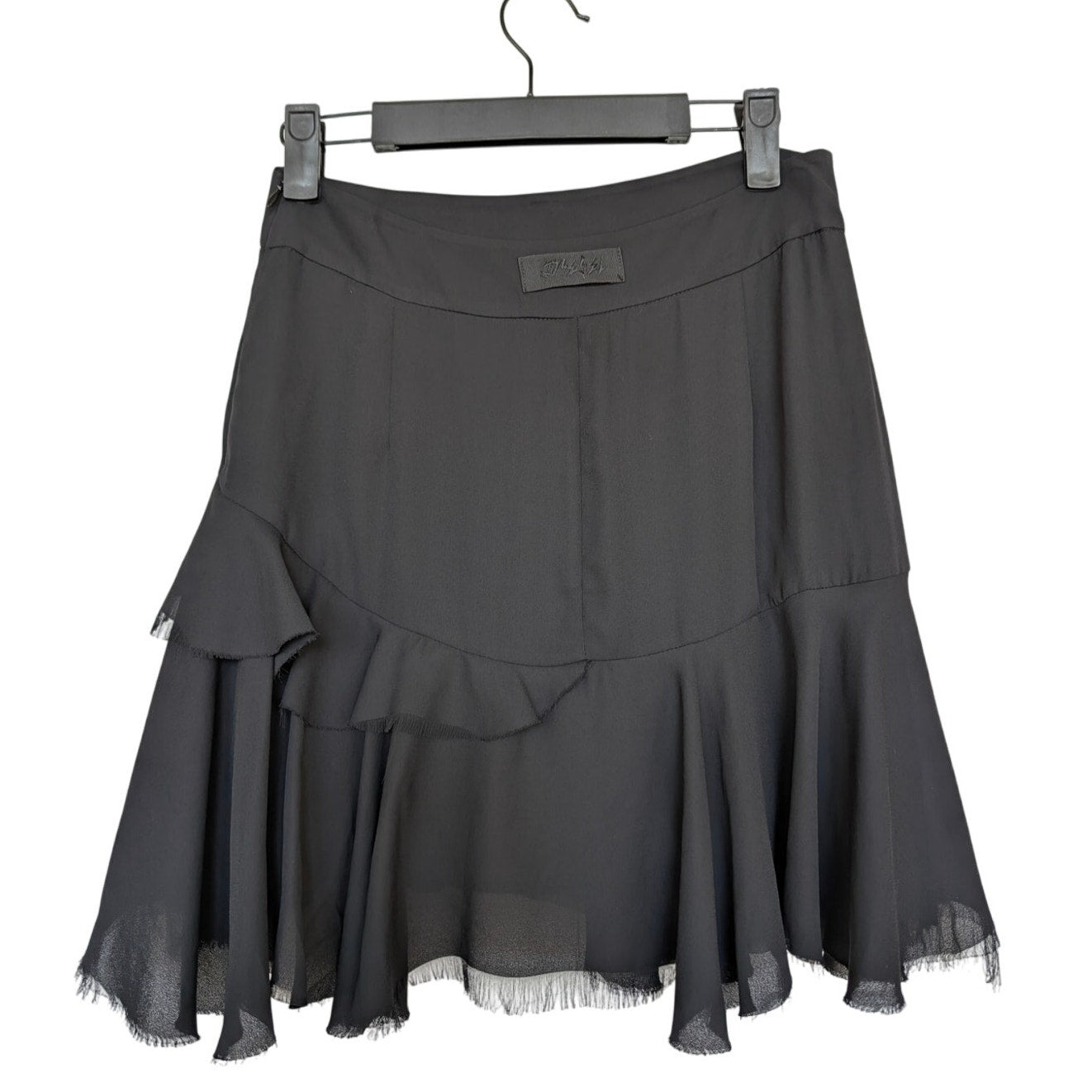 Diesel Black Ruffle Fray Hem Skirt Size 27