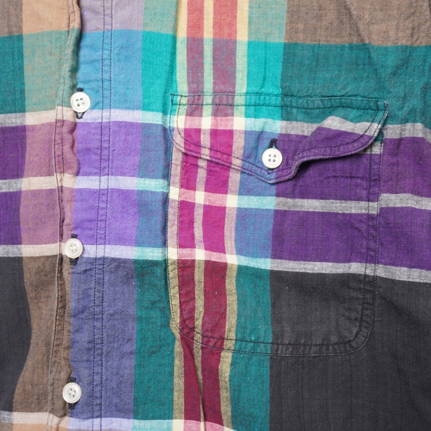 GANT Authentic Indian Madras Plaid Shirt Short Sleeve Button Down Men's Large