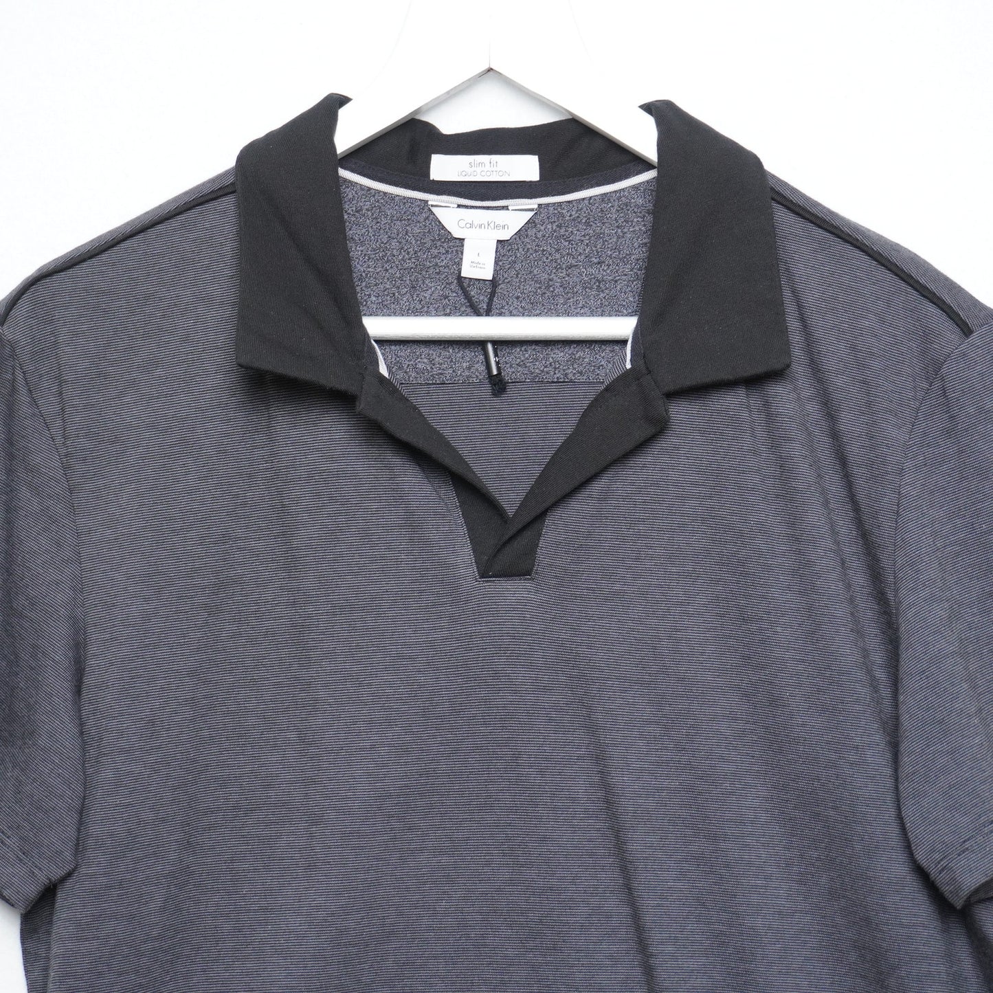 NWOT Calvin Klein Gray Liquid Cotton Slim Fit Polo L