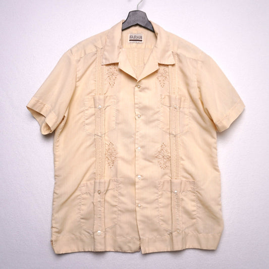Vintage Farah Embroidered Guayabera Shirt Cuban Style 42