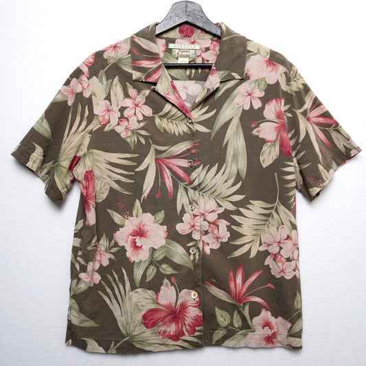 Vintage Tommy Bahama Silk Blend Hawaiin Pink Flower Shirt M