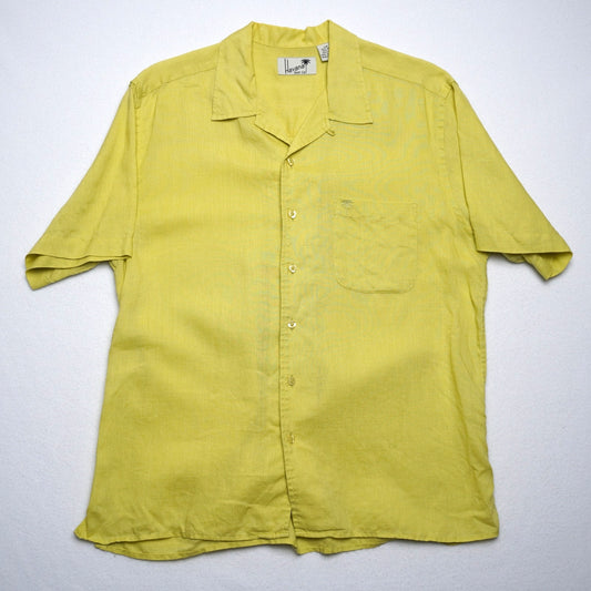 Havana Shirt Co Chartreuse 100% Linen Loop Shirt L