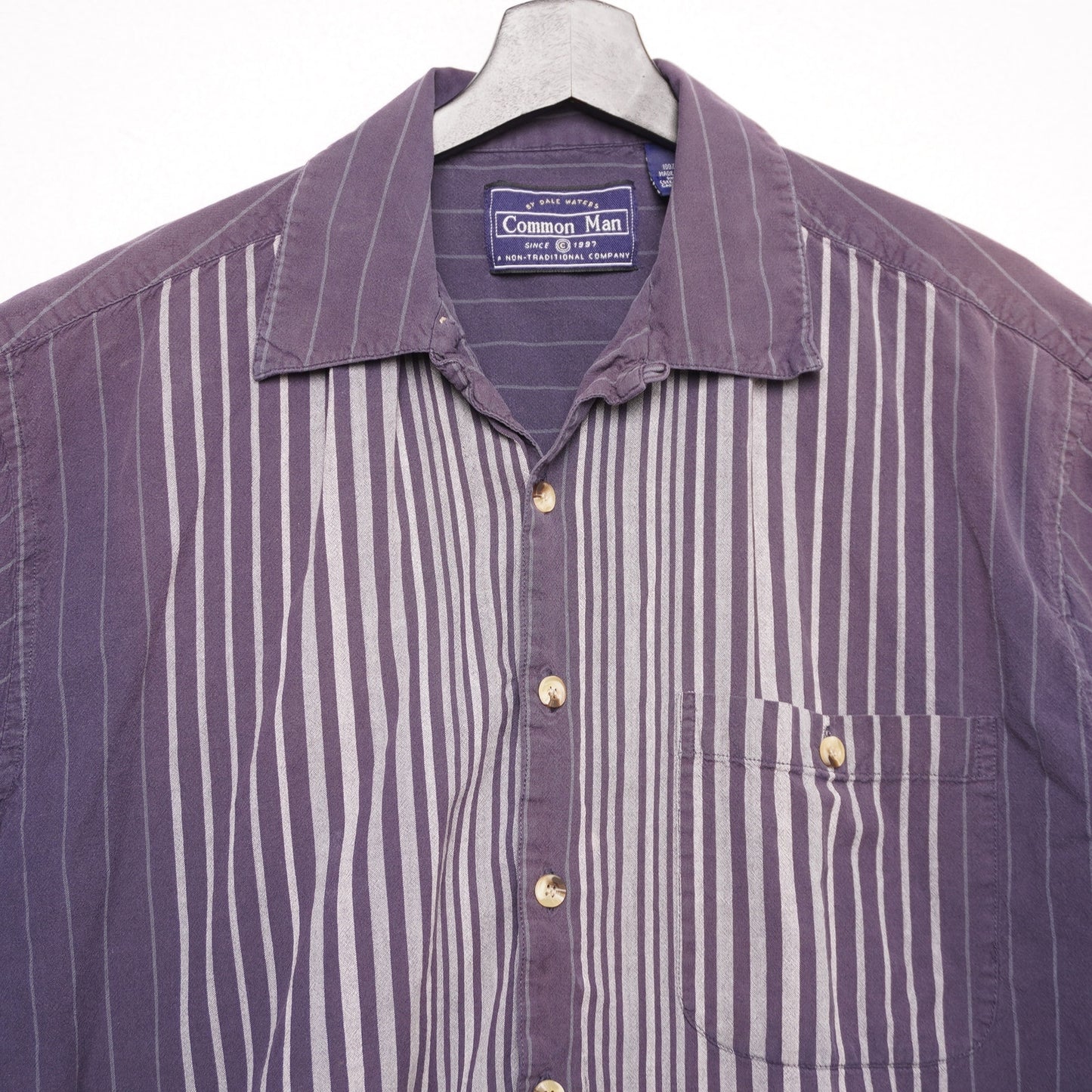 Common Man Striped Short Sleeve Button Up Shirt 100% Cotton M
